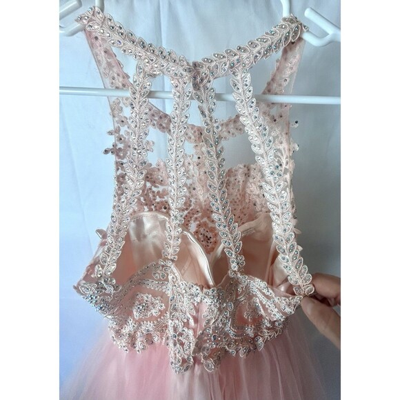 Fiesta Fashion Prom Small Peach Sequence‎ Knee High Sleeveless Flare Dress - Picture 8 of 9